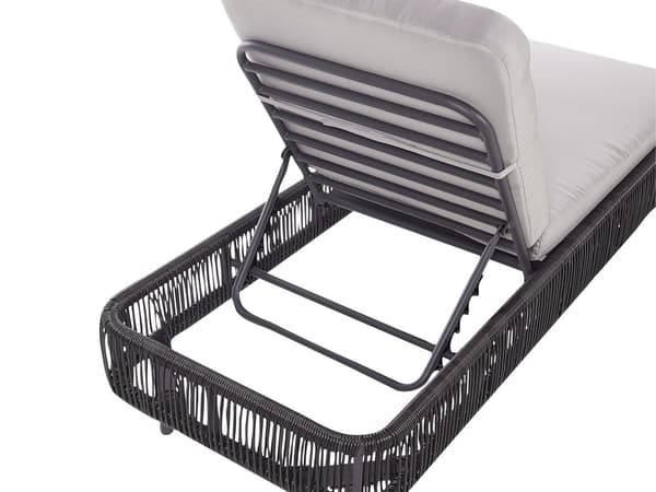 Solstol för utomhusbruk Natur och Grå PE Rotting Aluminium Polyester Tygdyna Justerbart ryggstöd