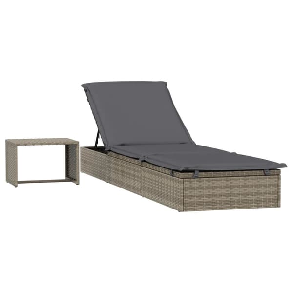 vidaXL Solsäng 1 st med bord grå konstrotting