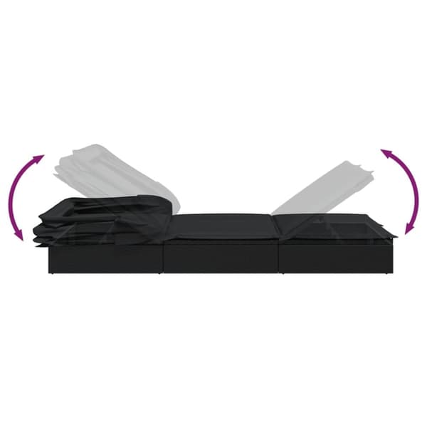 vidaXL 2-personers solseng foldbart tag 213x118x97 cm polyrattan sort