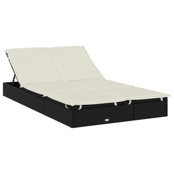vidaXL Solsäng med hopfällbart tak svart 213x118x97 cm konstrotting