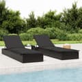 Miniatyrbillede 2 af 11: vidaXL liggestol 1 stk. med hynde 201x55x62 cm polyrattan sort