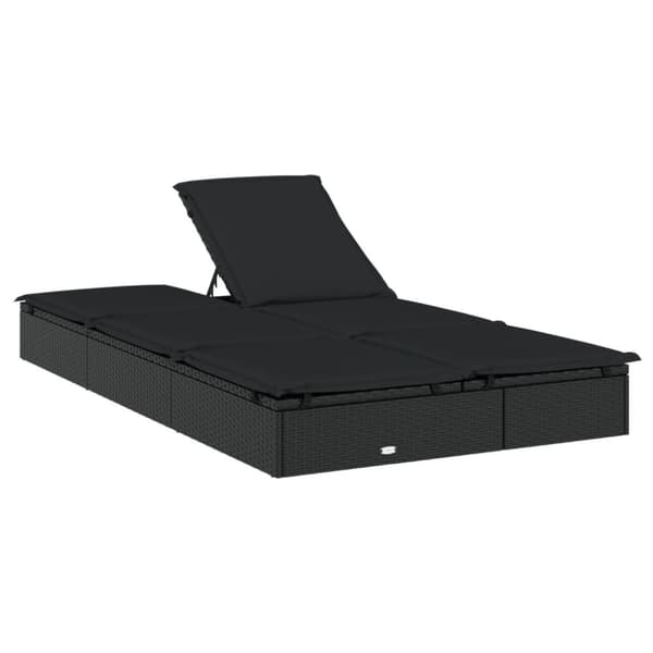 vidaXL 2-personers solseng med hynder polyrattan sort