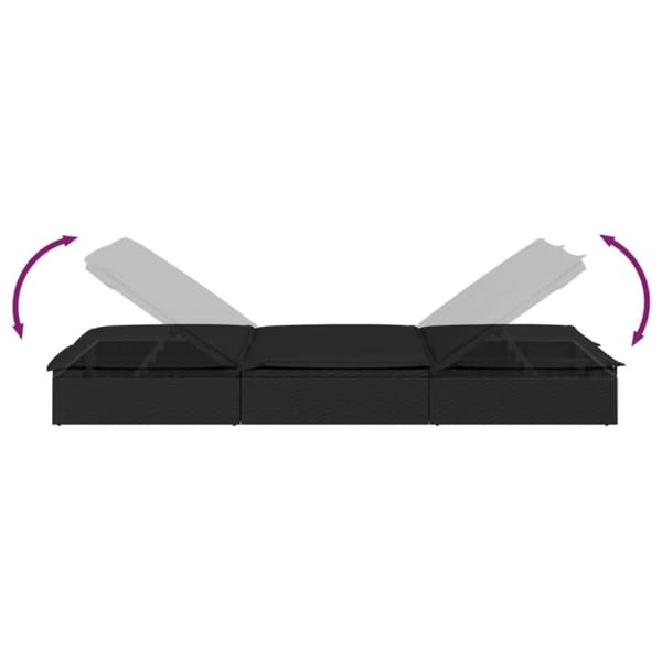 vidaXL 2-personers solseng med hynder polyrattan sort