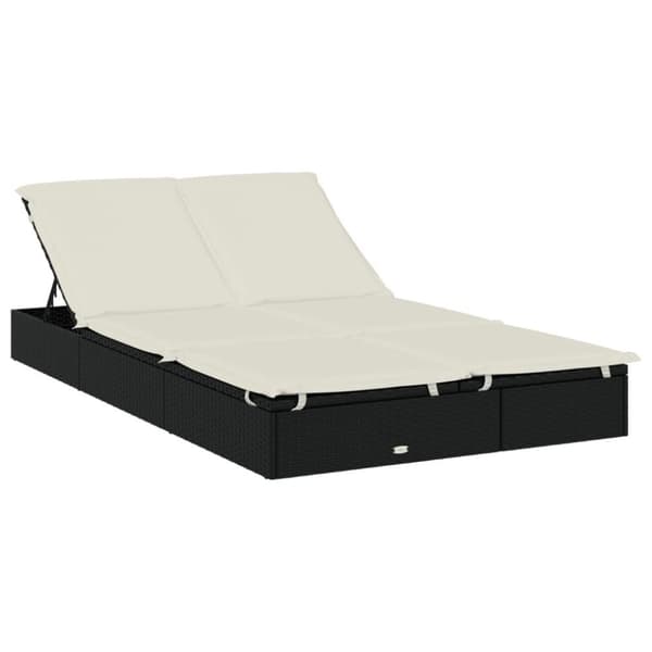vidaXL 2-personers solseng med hynder polyrattan sort
