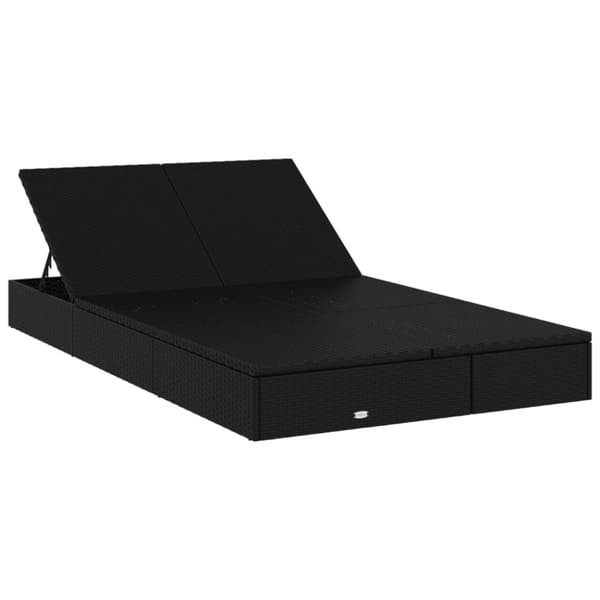 vidaXL 2-personers solseng med hynder polyrattan sort