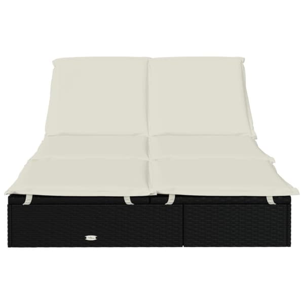 vidaXL 2-personers solseng med hynder polyrattan sort