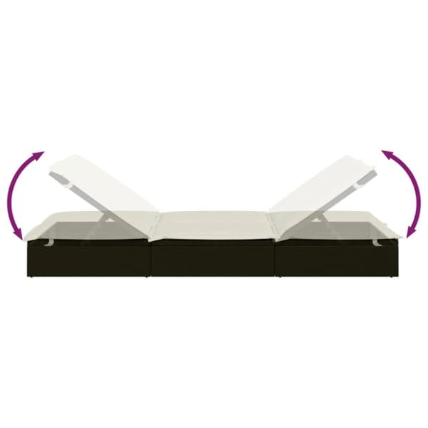 vidaXL 2-personers solseng med hynder polyrattan sort
