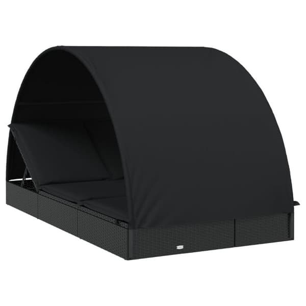 vidaXL Solsäng med runt tak svart 211x112x140 cm konstrotting