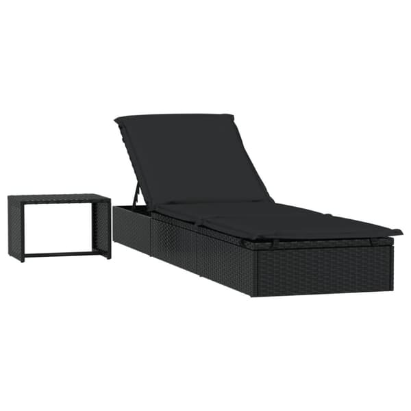 vidaXL Solsäng 1 st med bord svart konstrotting
