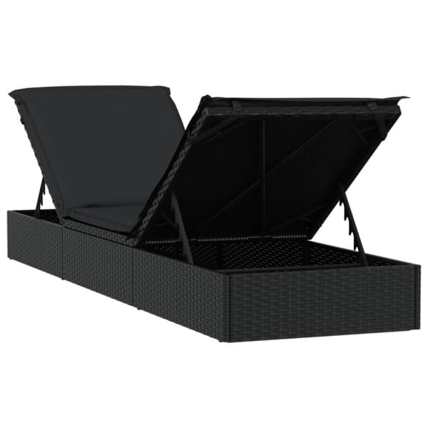 vidaXL Solsäng 1 st med bord svart konstrotting
