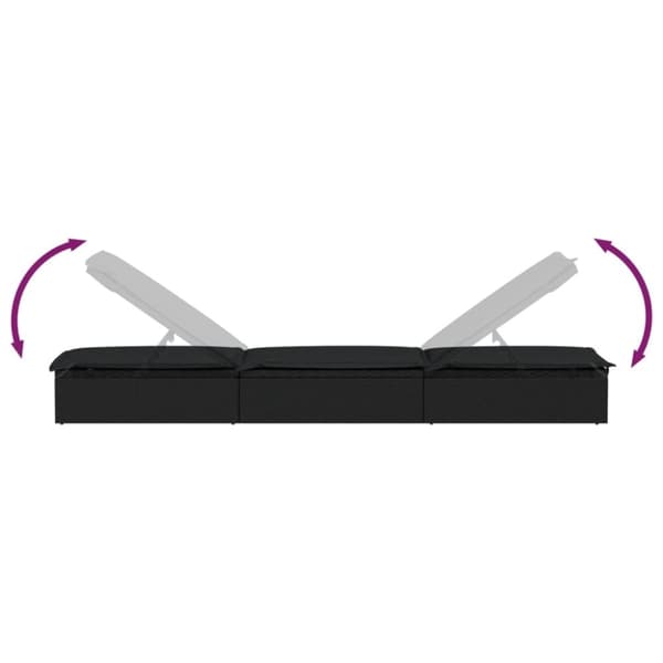 vidaXL liggestol 1 stk. med bord polyrattan sort