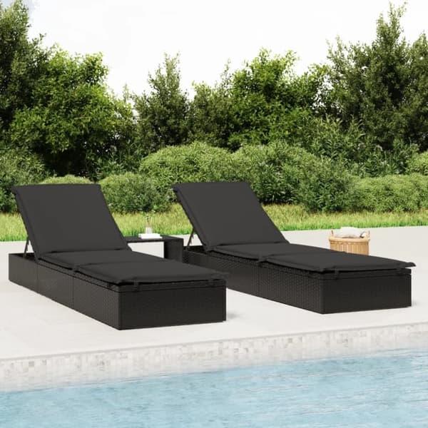 vidaXL liggestol 1 stk. med bord polyrattan sort
