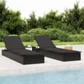 Miniatyrbillede 2 af 11: vidaXL liggestol 1 stk. med bord polyrattan sort