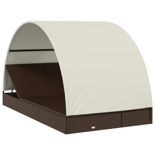 vidaXL 2-personers solseng rundt tag 211x112x140 cm polyrattan brun