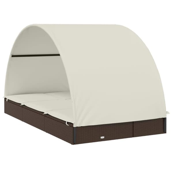 vidaXL 2-personers solseng rundt tag 211x112x140 cm polyrattan brun