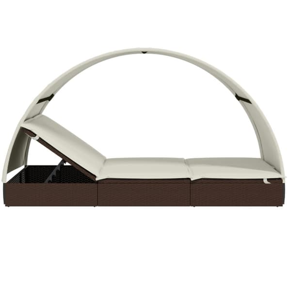 vidaXL 2-personers solseng rundt tag 211x112x140 cm polyrattan brun