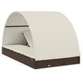 Miniatyrbillede 9 af 11: vidaXL 2-personers solseng rundt tag 211x112x140 cm polyrattan brun
