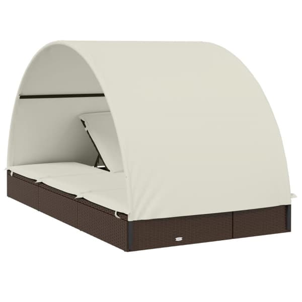 vidaXL 2-personers solseng rundt tag 211x112x140 cm polyrattan brun