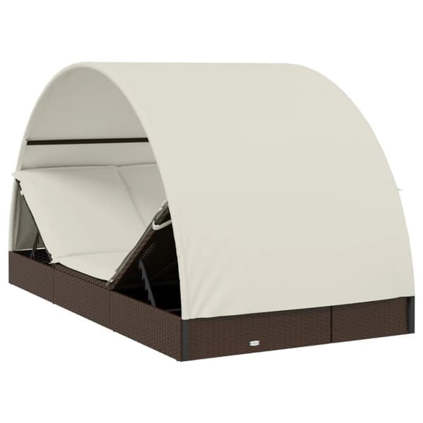 vidaXL 2-personers solseng rundt tag 211x112x140 cm polyrattan brun