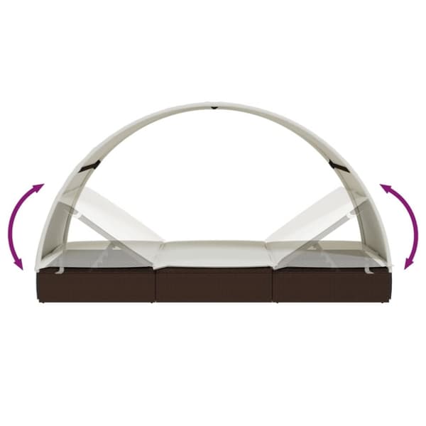 vidaXL 2-personers solseng rundt tag 211x112x140 cm polyrattan brun