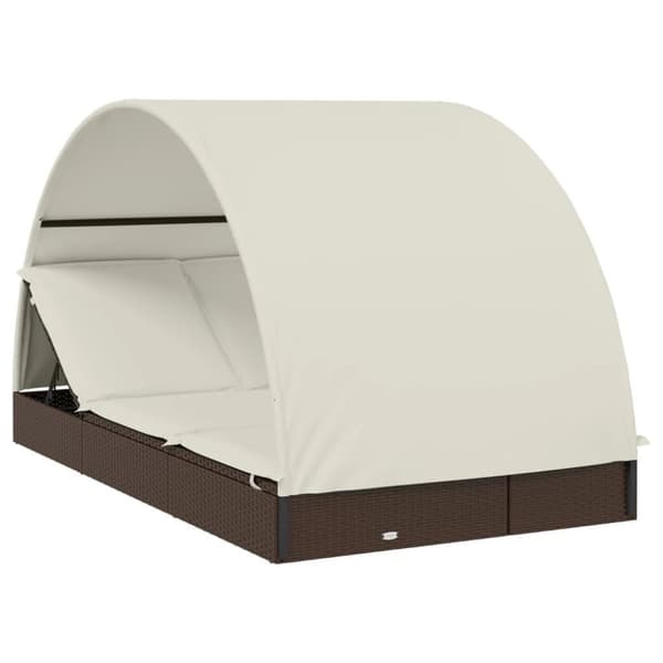 vidaXL 2-personers solseng rundt tag 211x112x140 cm polyrattan brun