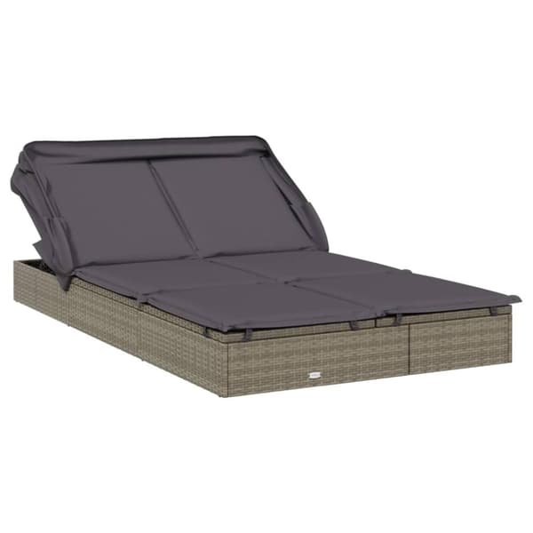 vidaXL 2-personers solseng foldbart tag 213x118x97 cm polyrattan grå