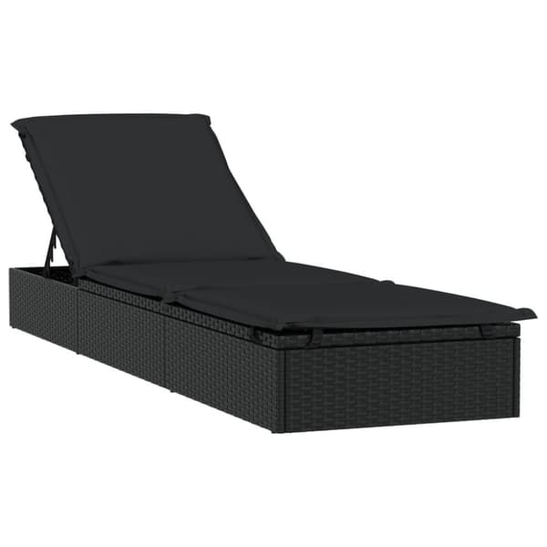 vidaXL Solsängar 2 st med bord svart konstrotting