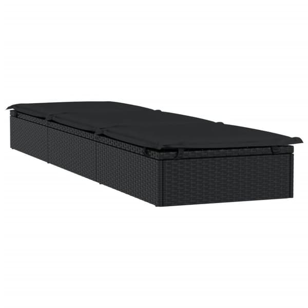 vidaXL Solsängar 2 st med bord svart konstrotting