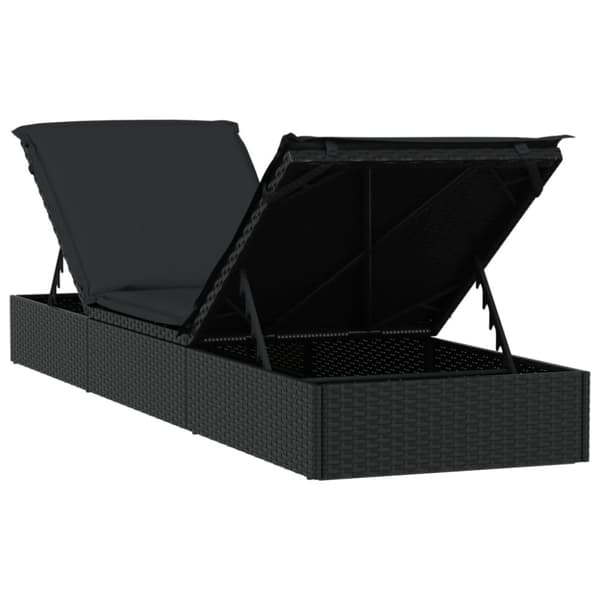 vidaXL Solsängar 2 st med bord svart konstrotting
