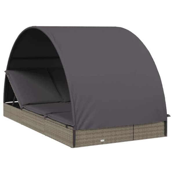 vidaXL 2-personers soleng rundt tag 211x112x140 cm polyrattan grå