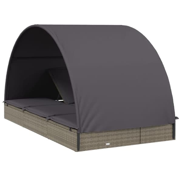 vidaXL 2-personers soleng rundt tag 211x112x140 cm polyrattan grå