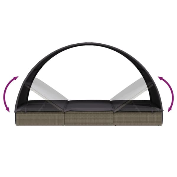 vidaXL 2-personers soleng rundt tag 211x112x140 cm polyrattan grå