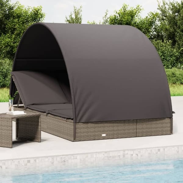 vidaXL 2-personers soleng rundt tag 211x112x140 cm polyrattan grå