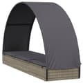 Miniatyrbillede 5 af 11: vidaXL liggestol med rundt tag 211x57x140 cm polyrattan grå