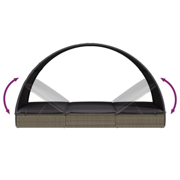 vidaXL liggestol med rundt tag 211x57x140 cm polyrattan grå