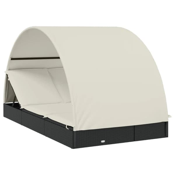 vidaXL 2-personers soleng rundt tag 211x112x140 cm polyrattan sort