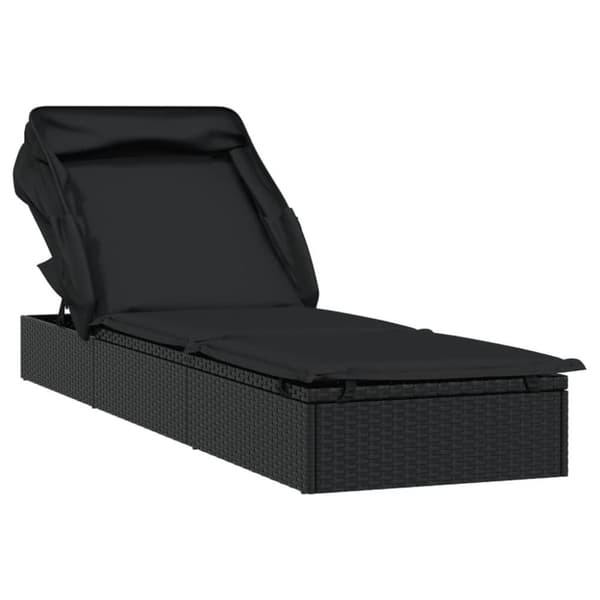vidaXL liggestol med foldbart tag 213x63x97 cm polyrattan sort