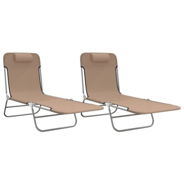 vidaXL Solstolar hopfällbara 2 st taupe textilene & stål