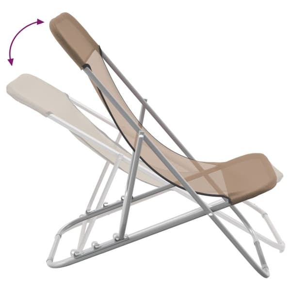 vidaXL strandstole 2 stk. textilene og pulverlakeret stål gråbrun