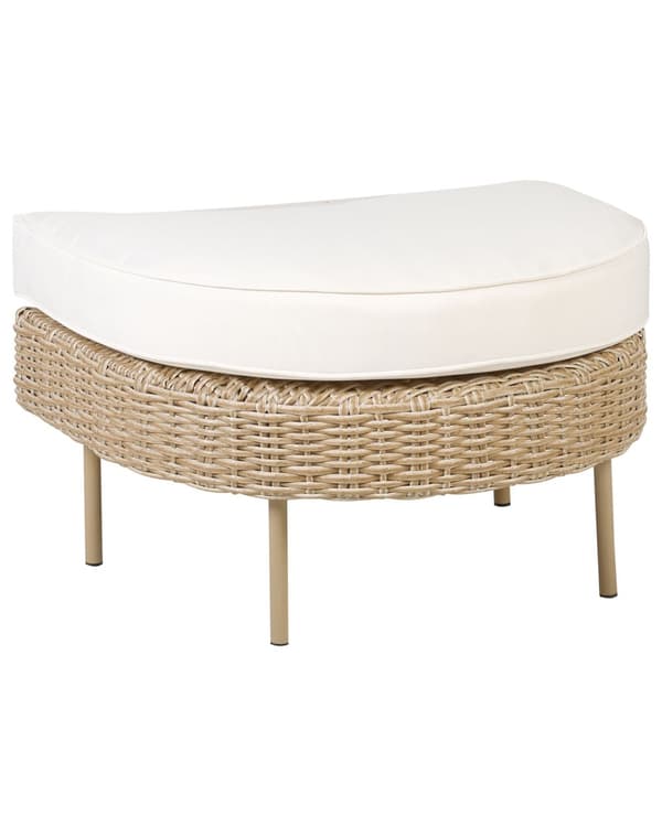 Trädgård Fåtölj med fotpall Natur Vita dynor PE Rotting Boho Design Uteservering