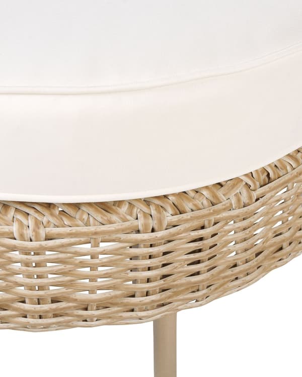 Trädgård Fåtölj med fotpall Natur Vita dynor PE Rotting Boho Design Uteservering
