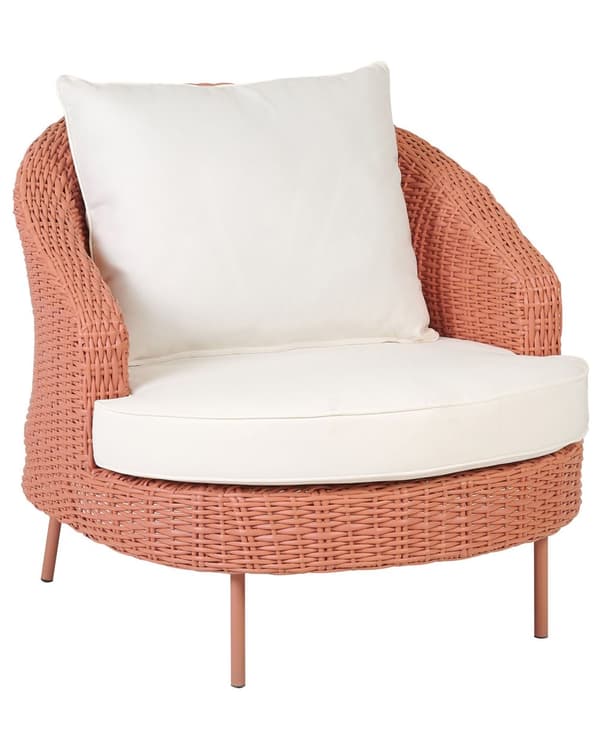Trädgård Fåtölj med fotpall Rosa Vita dynor PE Rotting Boho Design Uteservering