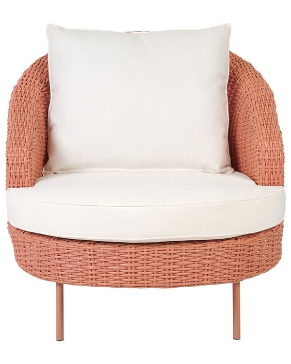 Trädgård Fåtölj med fotpall Rosa Vita dynor PE Rotting Boho Design Uteservering