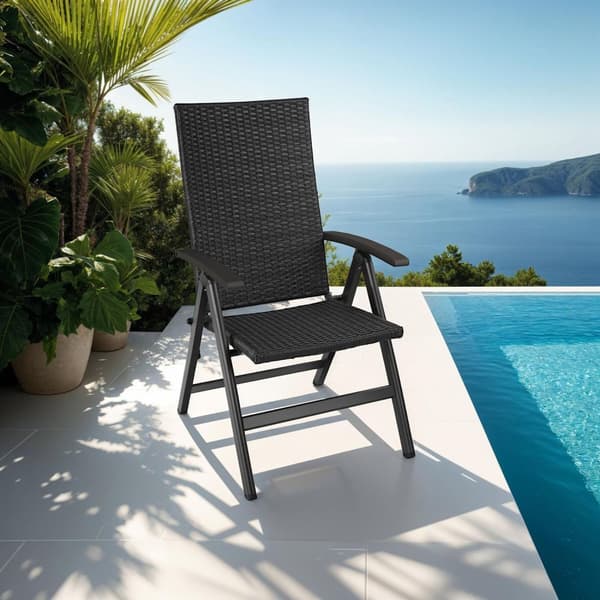 Polyrattan kurvestol Canberra - sort