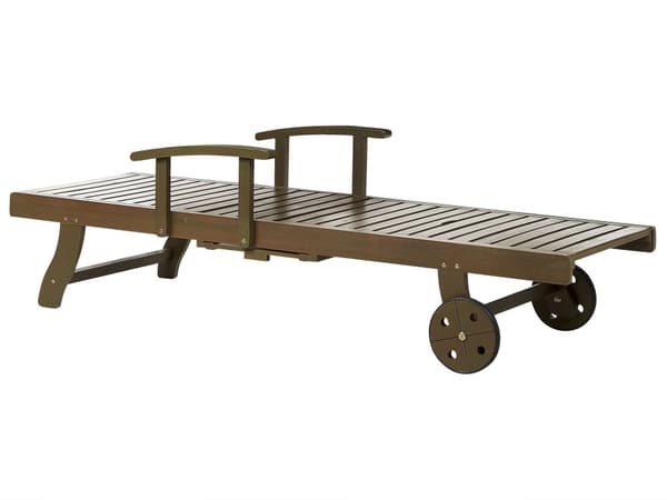 Solstol för trädgården Mörk akaciaträ Naturlig Justerbart ryggstöd Inbyggda hjul Rustik Traditionell stil