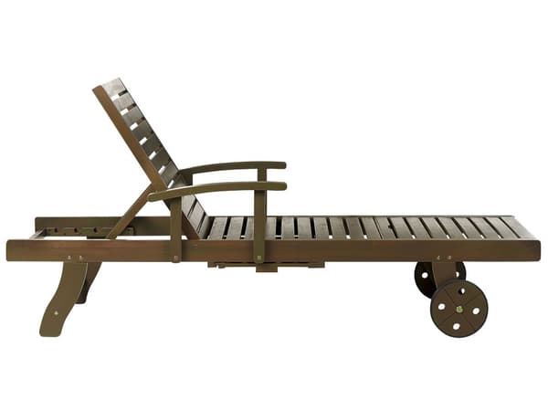 Solstol för trädgården Mörk akaciaträ Naturlig Justerbart ryggstöd Inbyggda hjul Rustik Traditionell stil