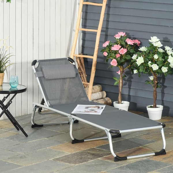 Rootz Garden Lounger - Grå - Aluminium, Texteline - 66,92 cm x 23,62 cm x 7,67 cm