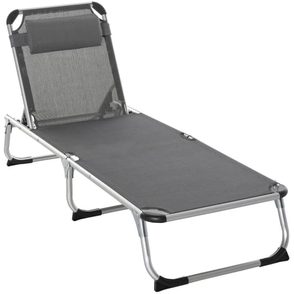 Rootz Garden Lounger - Grå - Aluminium, Texteline - 66,92 cm x 23,62 cm x 7,67 cm