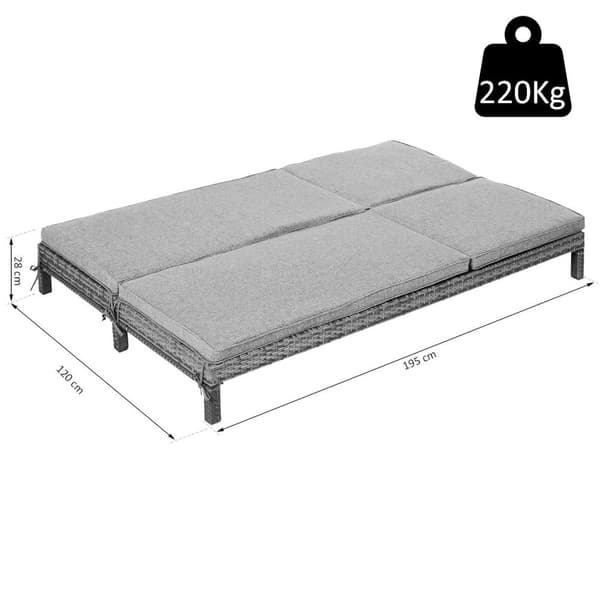 Rootz Garden Double lepotuoli - harmaa - metalli, rottinki, polyesteri - 76,77 cm x 48,42 cm x 11,02 cm