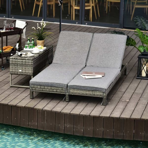 Rootz Garden Double lepotuoli - harmaa - metalli, rottinki, polyesteri - 76,77 cm x 48,42 cm x 11,02 cm